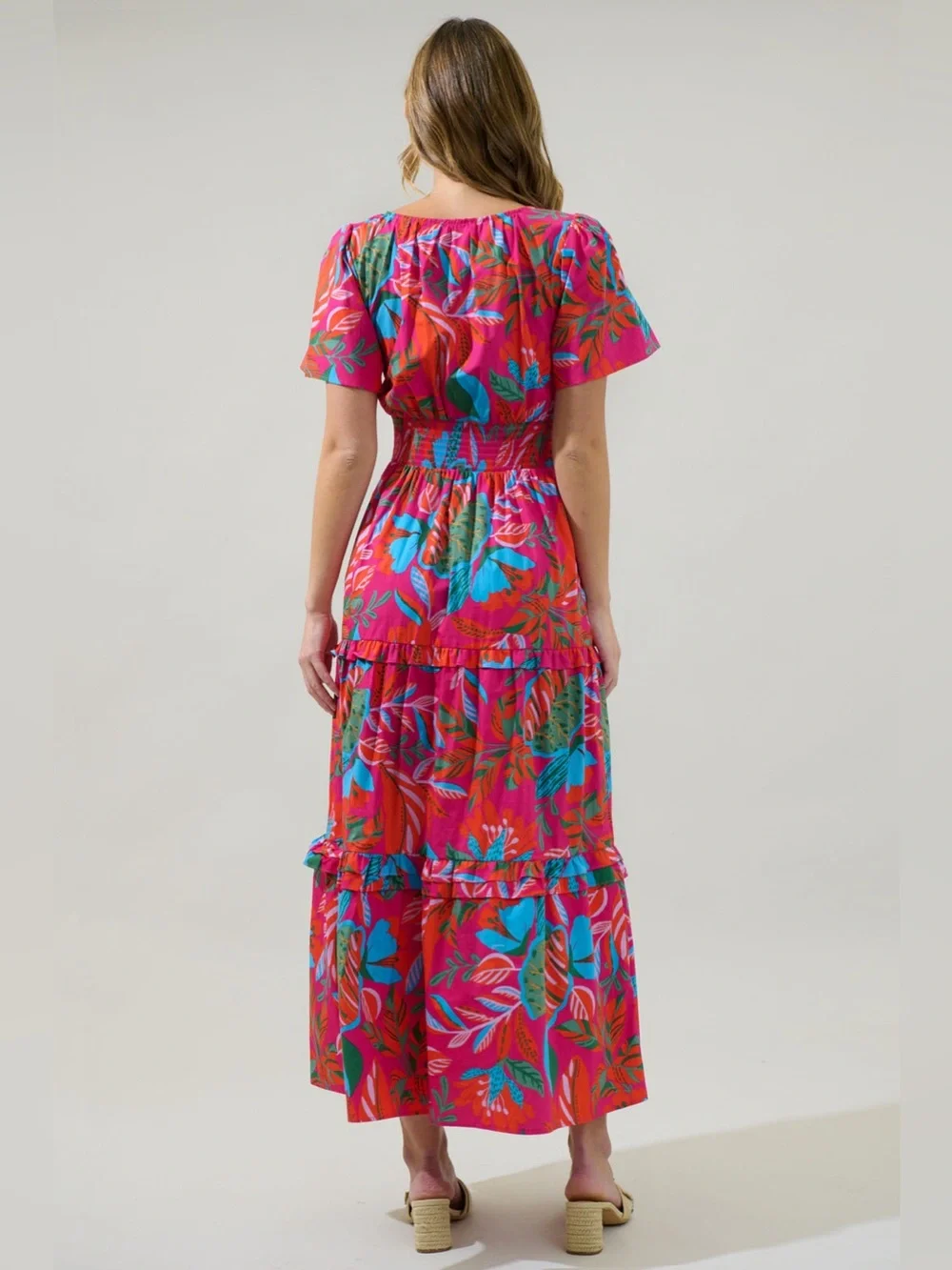 NWT Sugarlips Cactus Blossom Palmer Poplin Tiered Maxi Dress - Picture 3 of 5